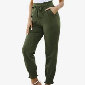 Army green high-rise pencil pants